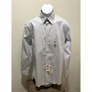 Calvin Klein Mens Regular Fit Shirt Blue Multi Plaid Size 15.5 (32/33) M Stretch